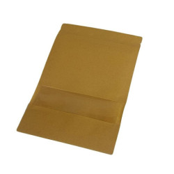 Confezione da 50 sacchetti kraft con chiusura a zip e finestra 16+4x22 cm