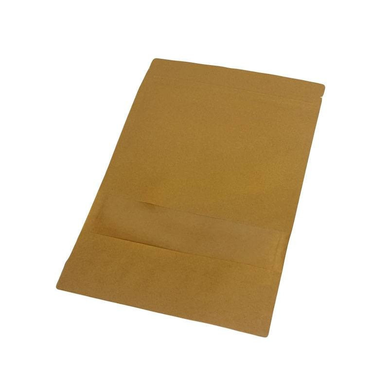 Lot de 50 sachets zip en papier kraft à fenêtre 18x26+4cm - 6789