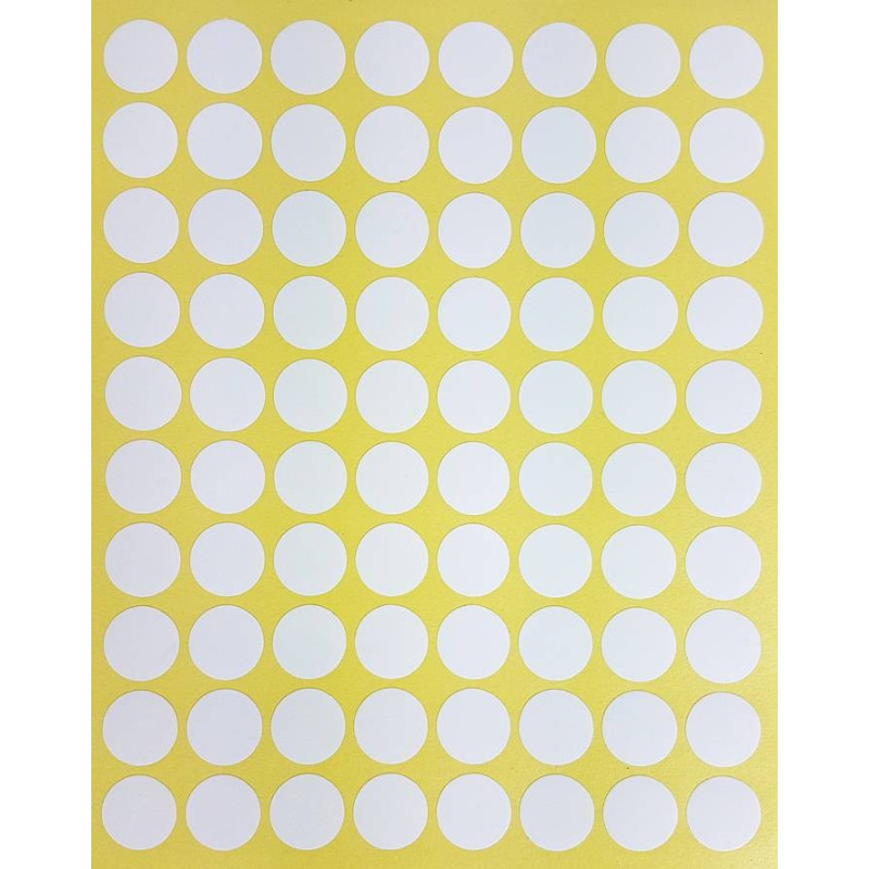 800 piccoli adesivi rotondi di colore bianco ø 15 mm