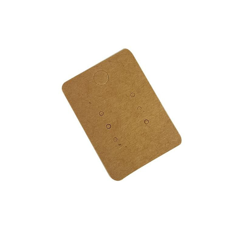 100 petits supports boucles d'oreilles en carton brun 4.5x3.2cm