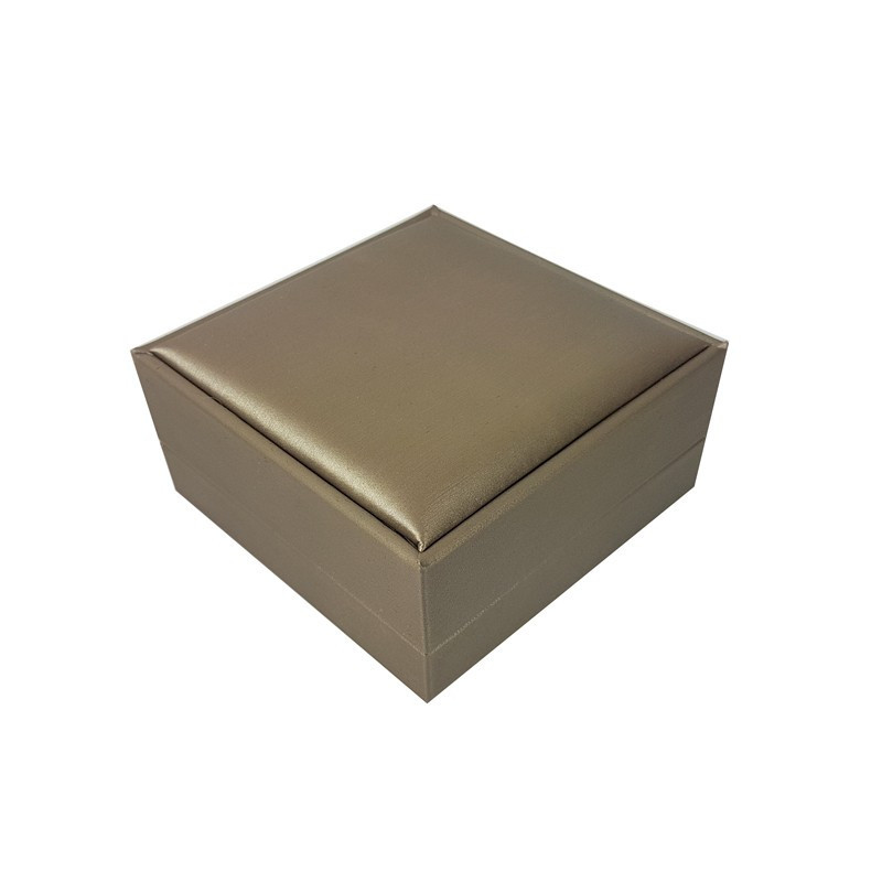 Écrin pour brecelet ou montre aspect simii cuir beige champagne 9x9x4cm - 10118