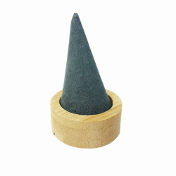 Cono per anello in legno e similpelle grigio antracite