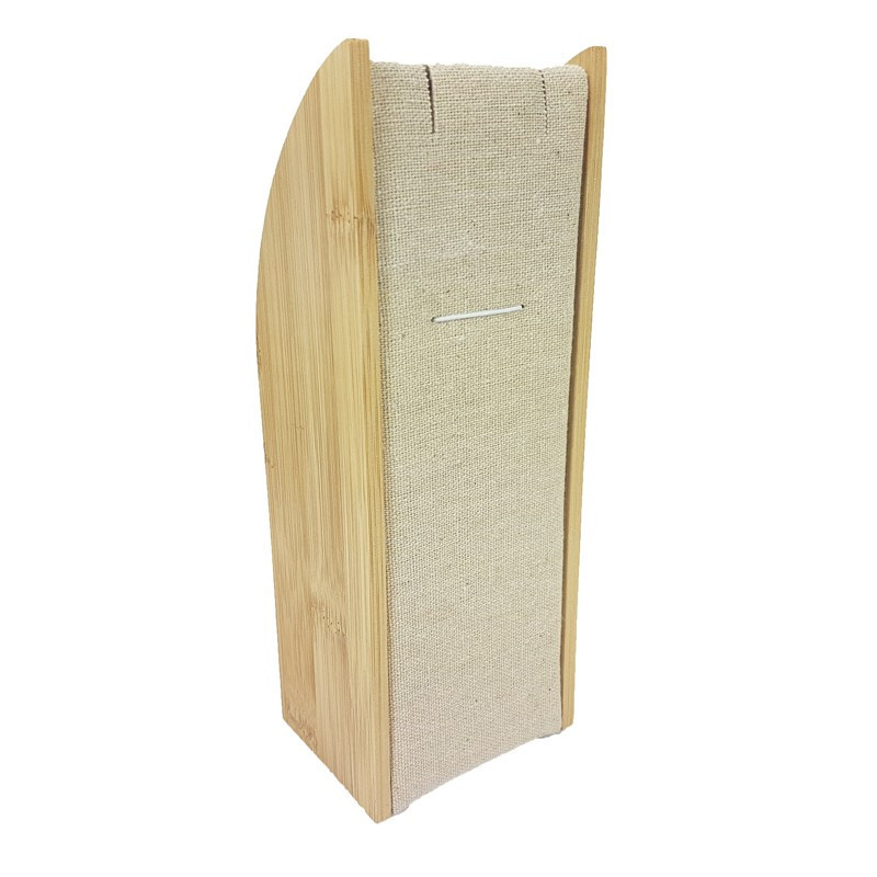 Porte collier rectangulaire en bois et coton beige  - 9665