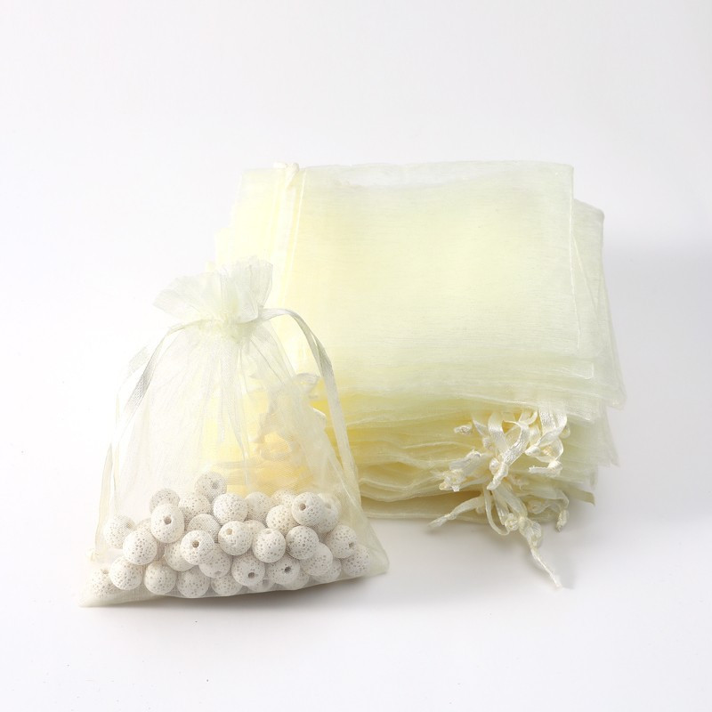 Set di 100 bustine in organza avorio richiudibili 12x15 cm