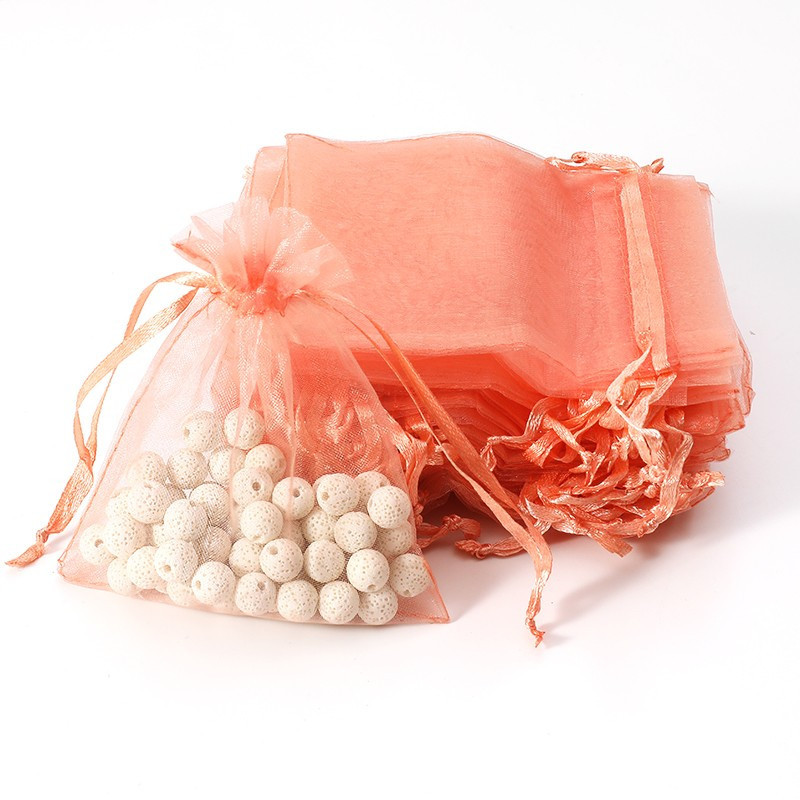 100 mini sacchetti regalo in organza color salmone - 5x7 cm