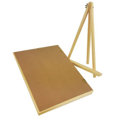 Portagioielli con cornice in legno e alcantara beige su cavalletto - 9901