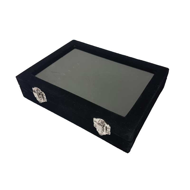 Petite mallette vitrée pour bracelets en velours noir - 17077