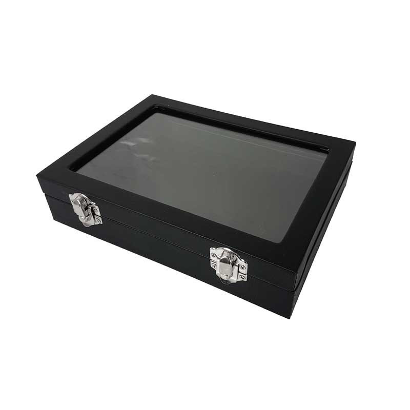 Petite mallette vitrée en simili cuir noir - 17051