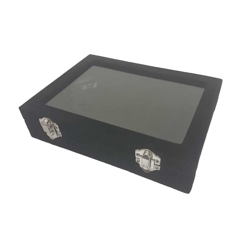 Petite mallette vitrée 24 petits casiers en velours noir - 17059