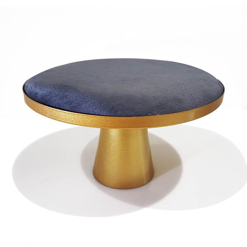 Mini table de présentation pour bijoux en métal doré et suédine gris anthracite