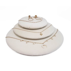 Set di 3 contenitori decorativi in velluto écru